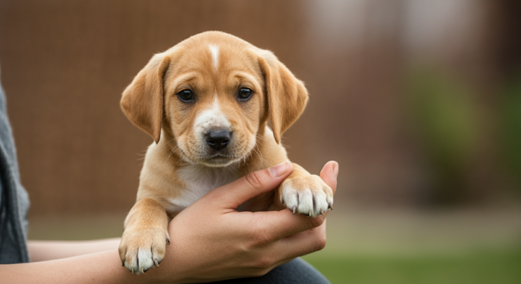 A puppy during obedience training session