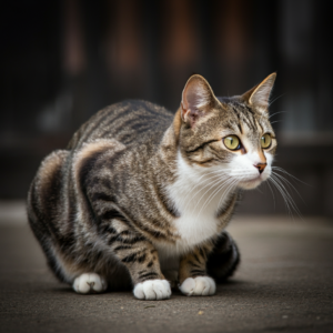 a cat crouching