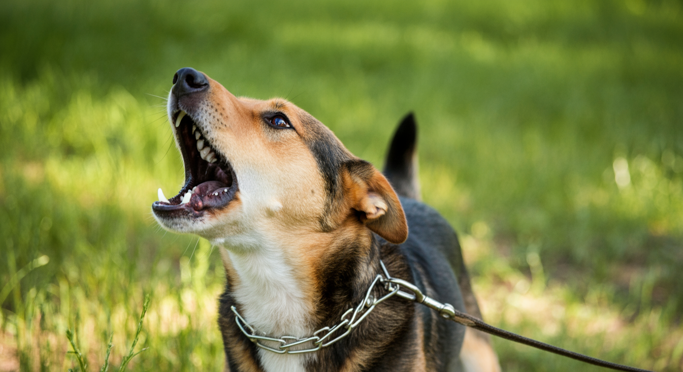 Dog barking in a park