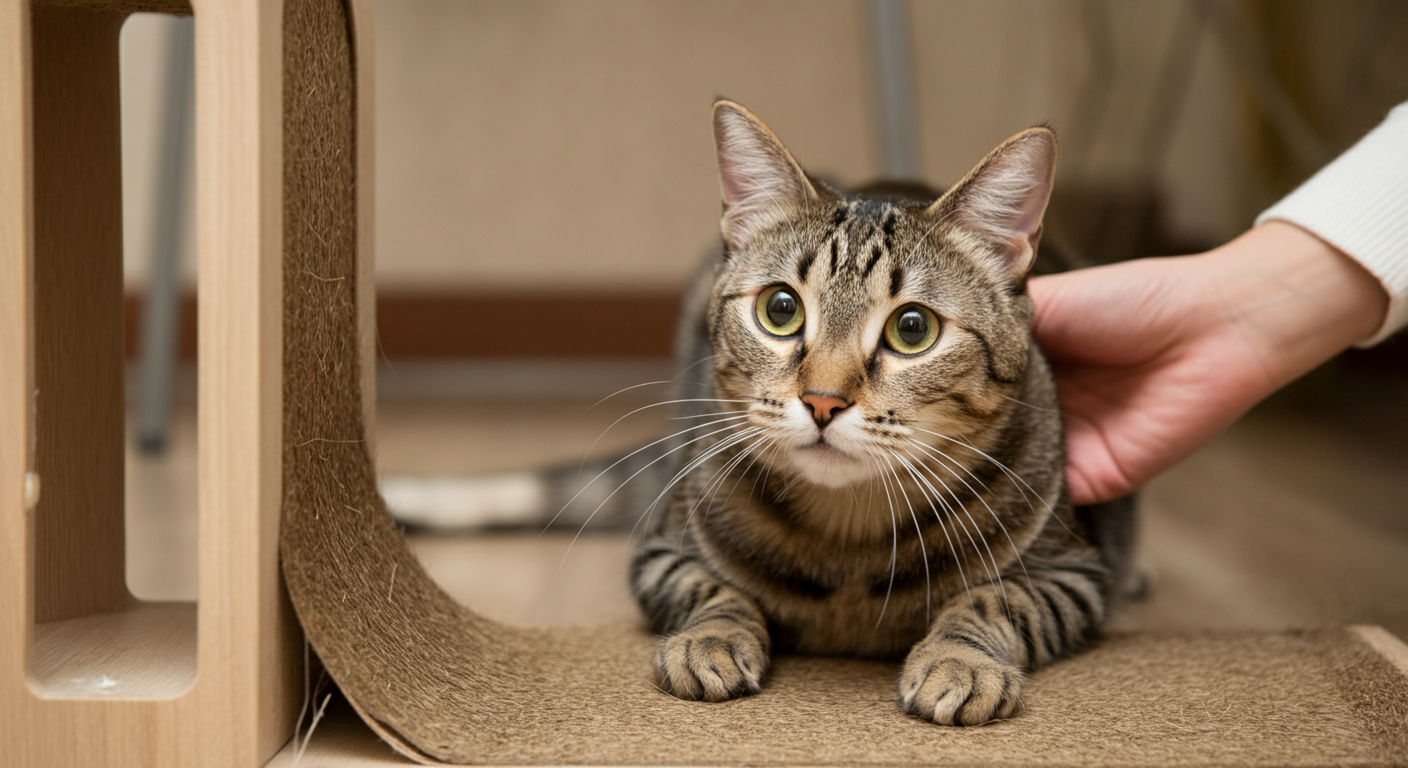 a cat being redirected from scratching