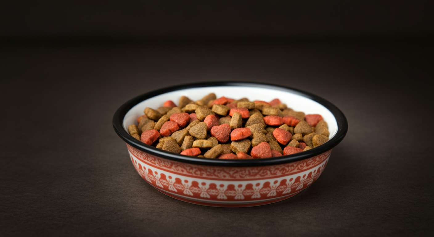 a bowl of cat food