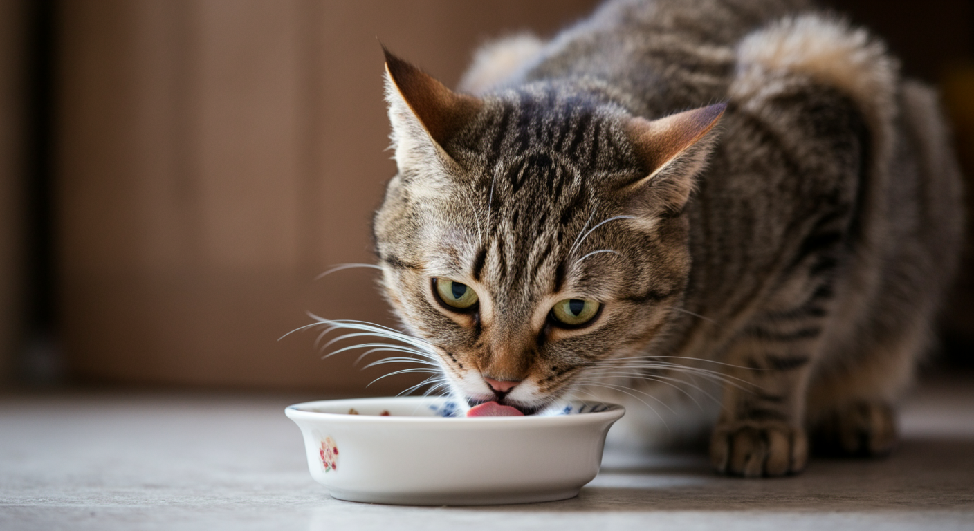 Homemade cat food with chicken and vegetables