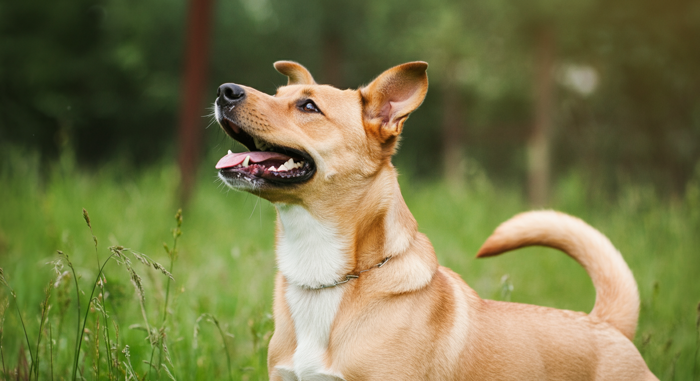 Dog playing in a parasite-free yard