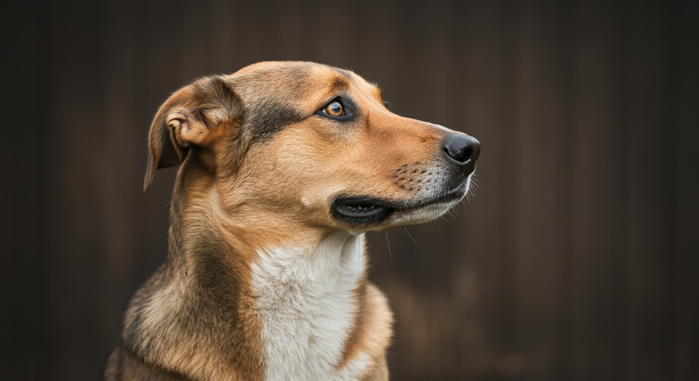 Calm dog sitting in a park