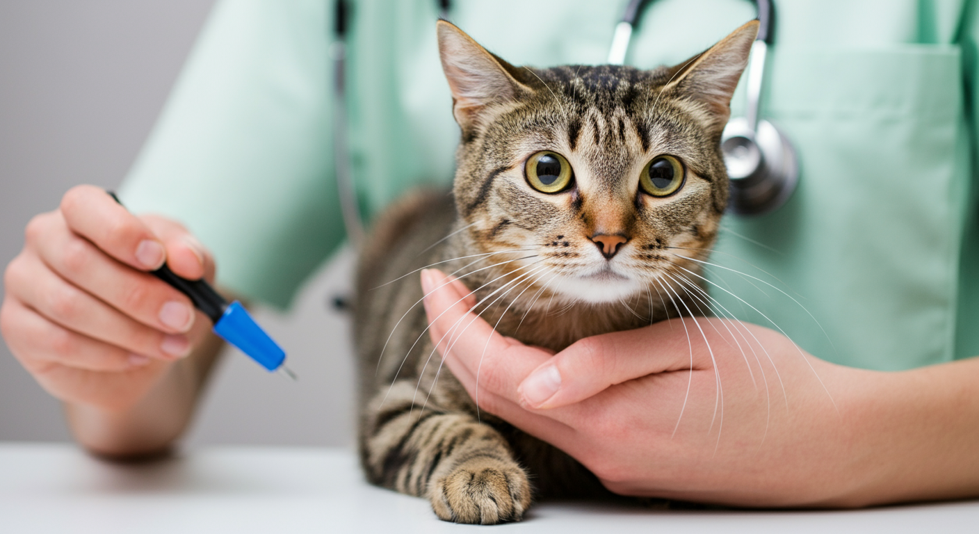 cat receiving a vaccination at the vet