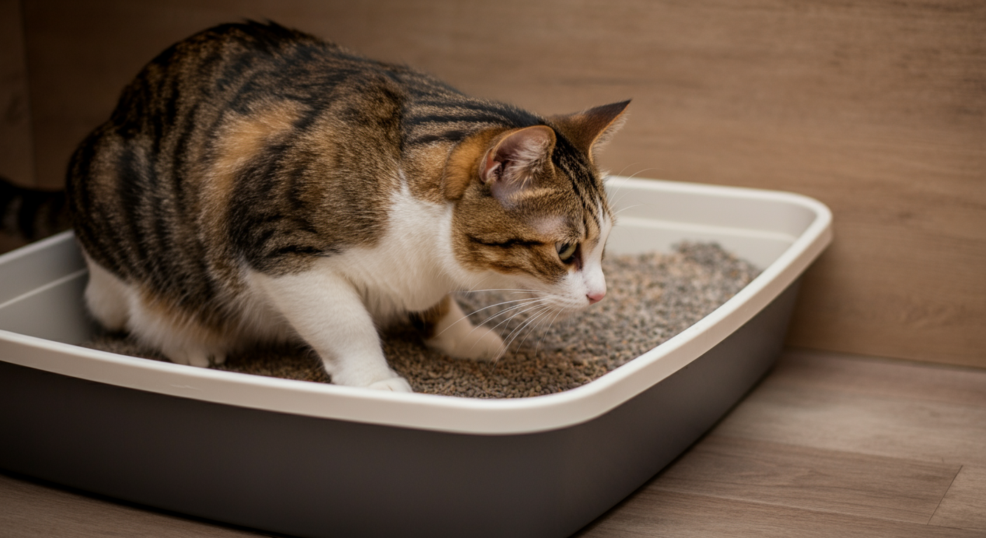 a cat being potty trained