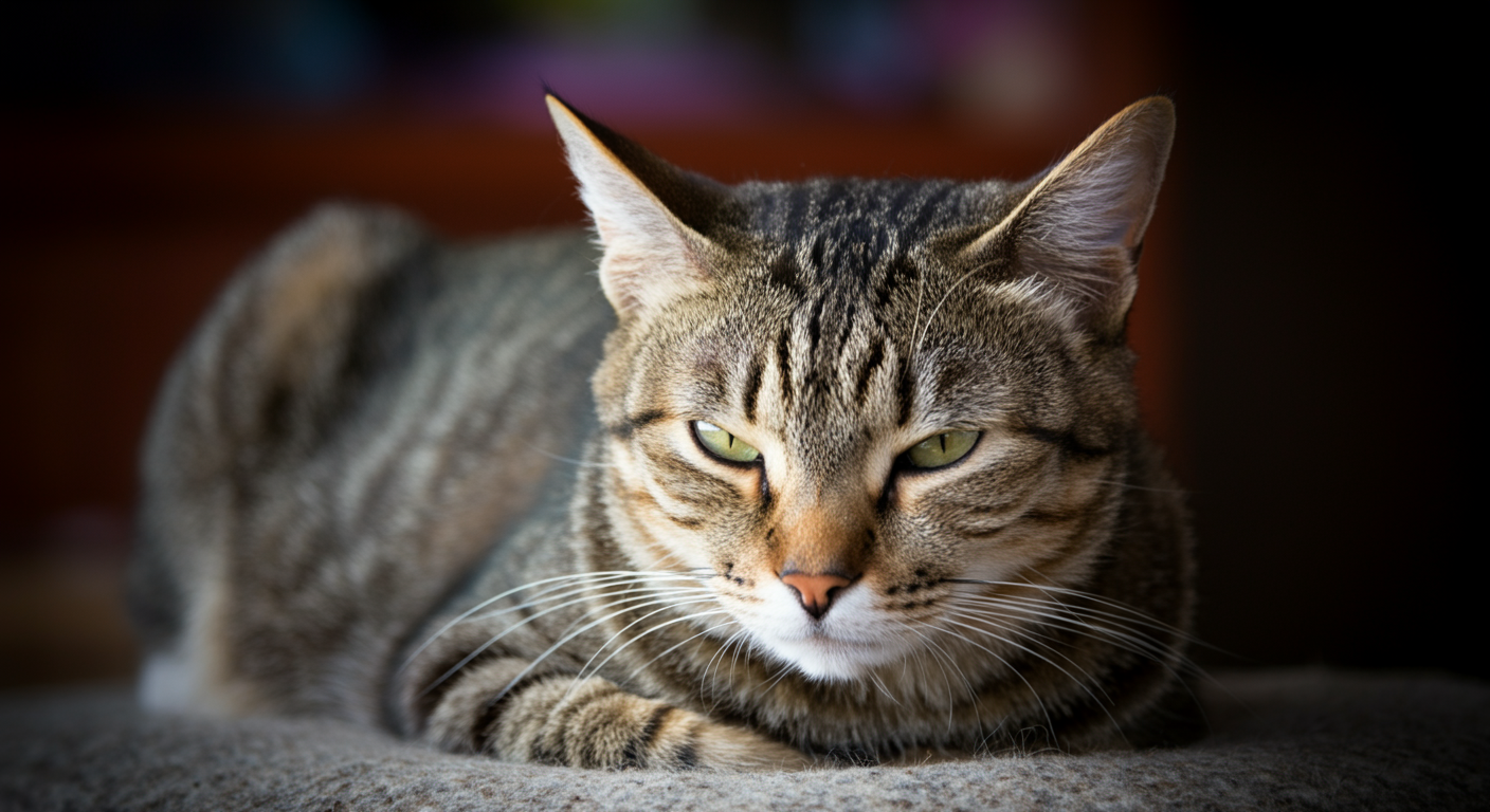 Senior cat relaxing at home